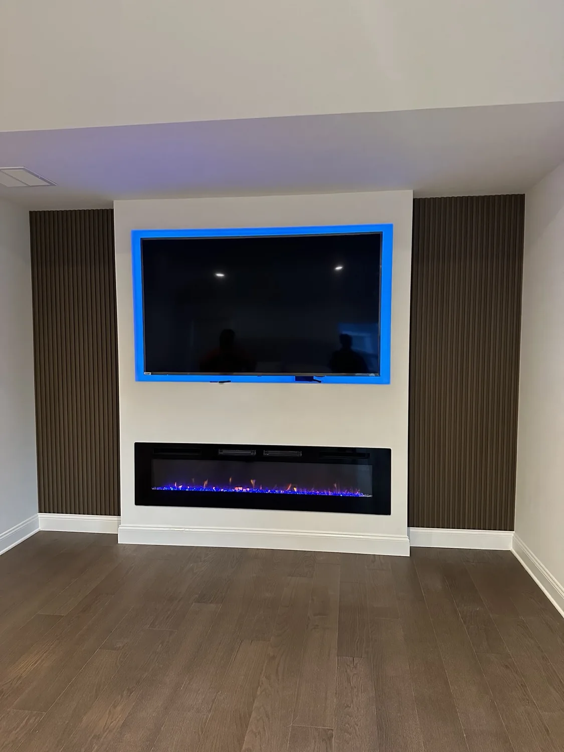 Custom fireplace and TV wall